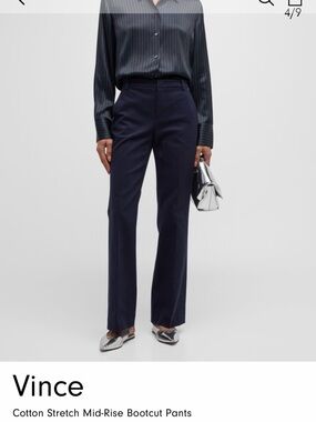 Vince , cotton stretch mid rise boot cut pants